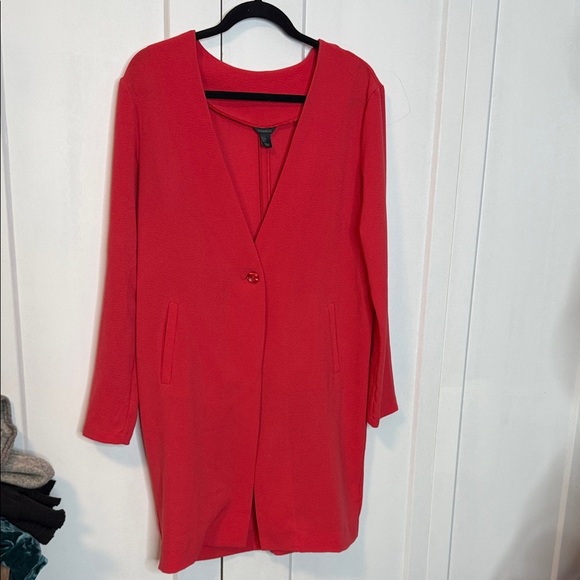 Paraphrase Vibrant Red light along Blazer Duster Jacket - over sized small - Picture 1 of 3